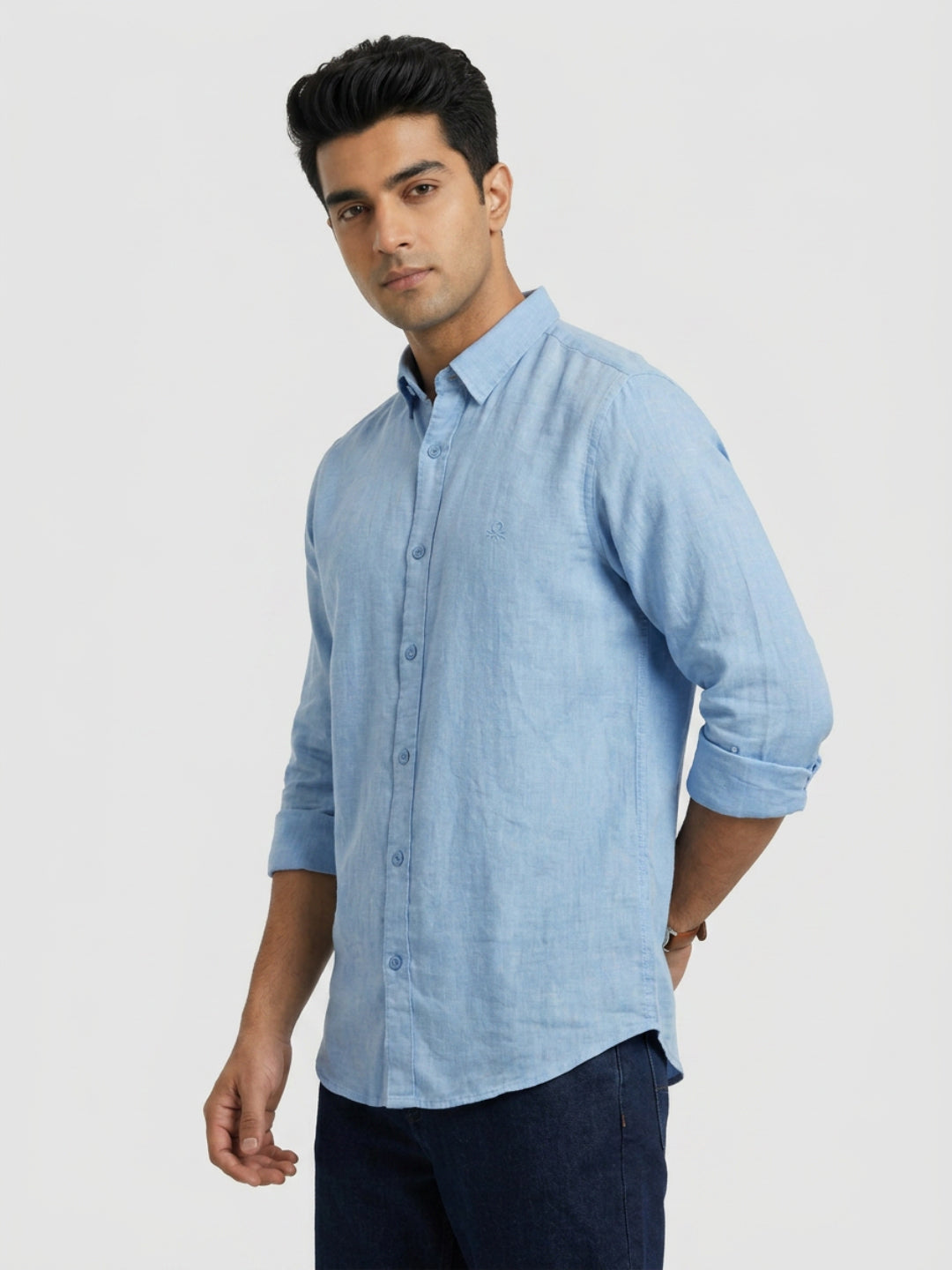 Men Shirt Solid Blue Regular Fit