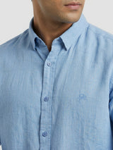Men Shirt Solid Blue Regular Fit