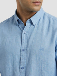 Men Shirt Solid Blue Regular Fit