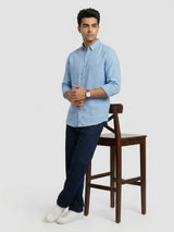 Men Shirt Solid Blue Regular Fit
