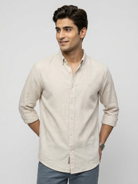Men Shirt Solid Off-White Regular Fit