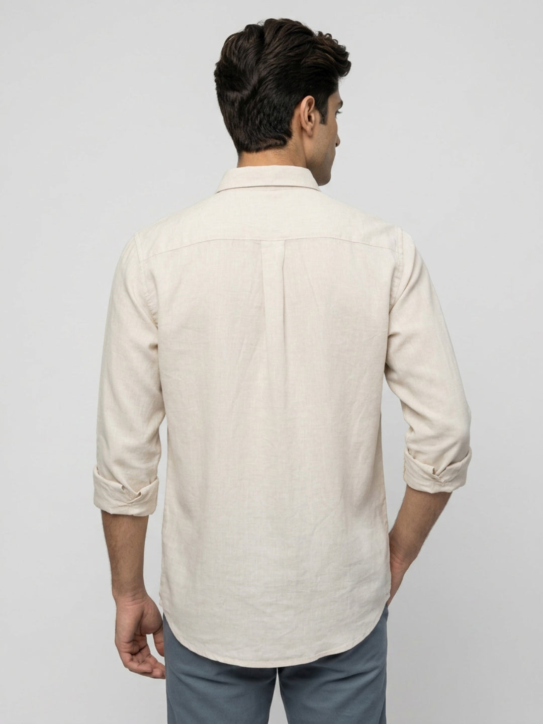 Men Shirt Solid Off-White Regular Fit