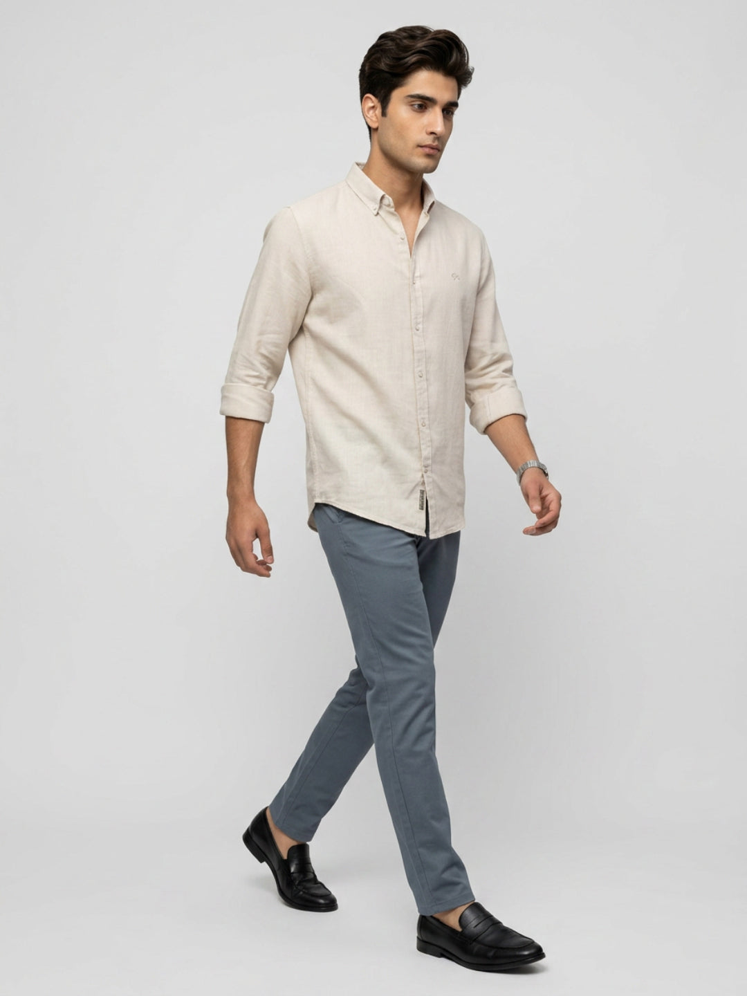 Men Shirt Solid Off-White Regular Fit