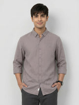Men Shirt Solid Beige Regular Fit