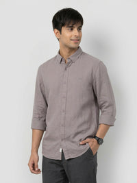 Men Shirt Solid Beige Regular Fit