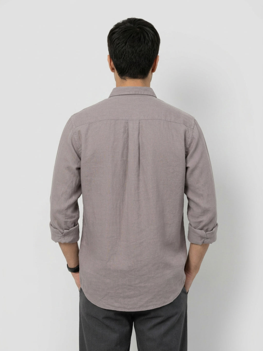 Men Shirt Solid Beige Regular Fit