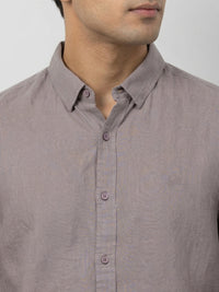 Men Shirt Solid Beige Regular Fit