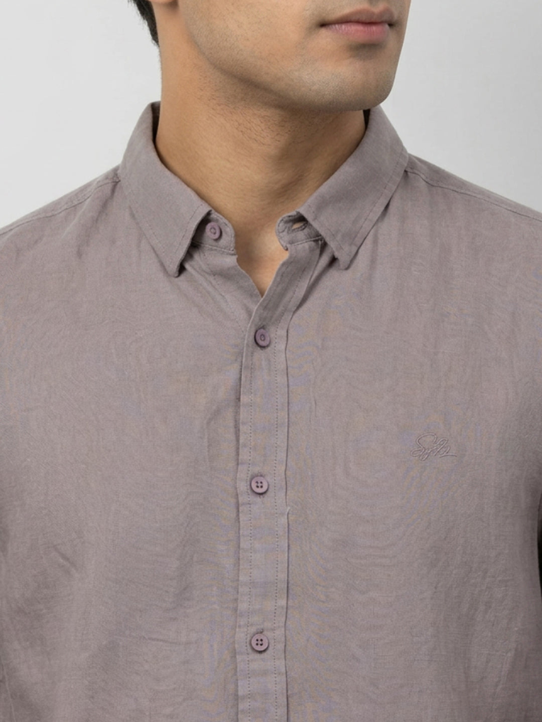 Men Shirt Solid Beige Regular Fit