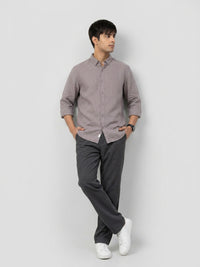 Men Shirt Solid Beige Regular Fit