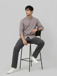 Men Shirt Solid Beige Regular Fit