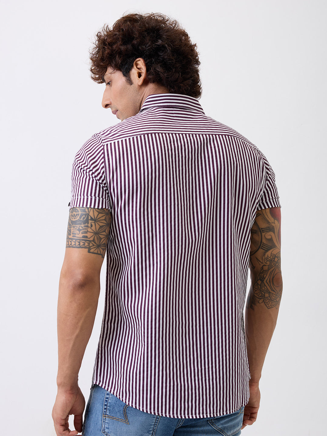 Spykar Wine Red Regular Fit Casual Shirts For Men