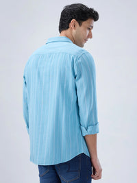 Men Shirt Stripe Blue Regular Fit