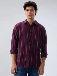 Men Shirt Stripe Red Regular Fit