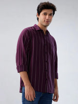 Men Shirt Stripe Red Regular Fit