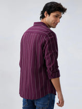 Men Shirt Stripe Red Regular Fit