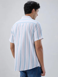 Men Shirt Stripe Blue Regular Fit