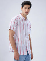 Men Shirt Stripe Red Regular Fit