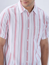 Men Shirt Stripe Red Regular Fit