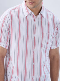 Men Shirt Stripe Red Regular Fit