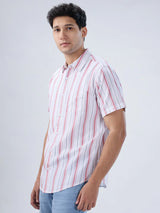 Men Shirt Stripe Red Regular Fit