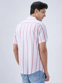 Men Shirt Stripe Red Regular Fit