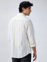 Men Shirt Stripe Green Regular Fit