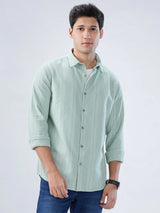 Men Shirt Stripe Green Regular Fit