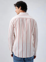 Men Shirt Stripe Off White Regular Fit