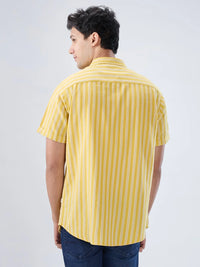 Men Shirt Stripe Yellow Regular Fit
