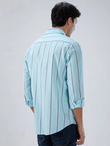 Men Shirt Stripe Blue Regular Fit