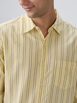 Men Shirt Stripe Yellow Regular Fit
