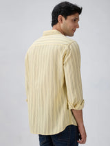 Men Shirt Stripe Yellow Regular Fit