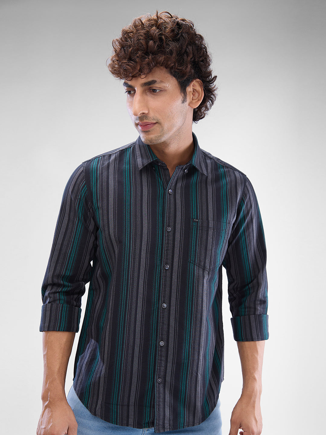 Spykar Black Cotton Full Sleeve Shirt For Men