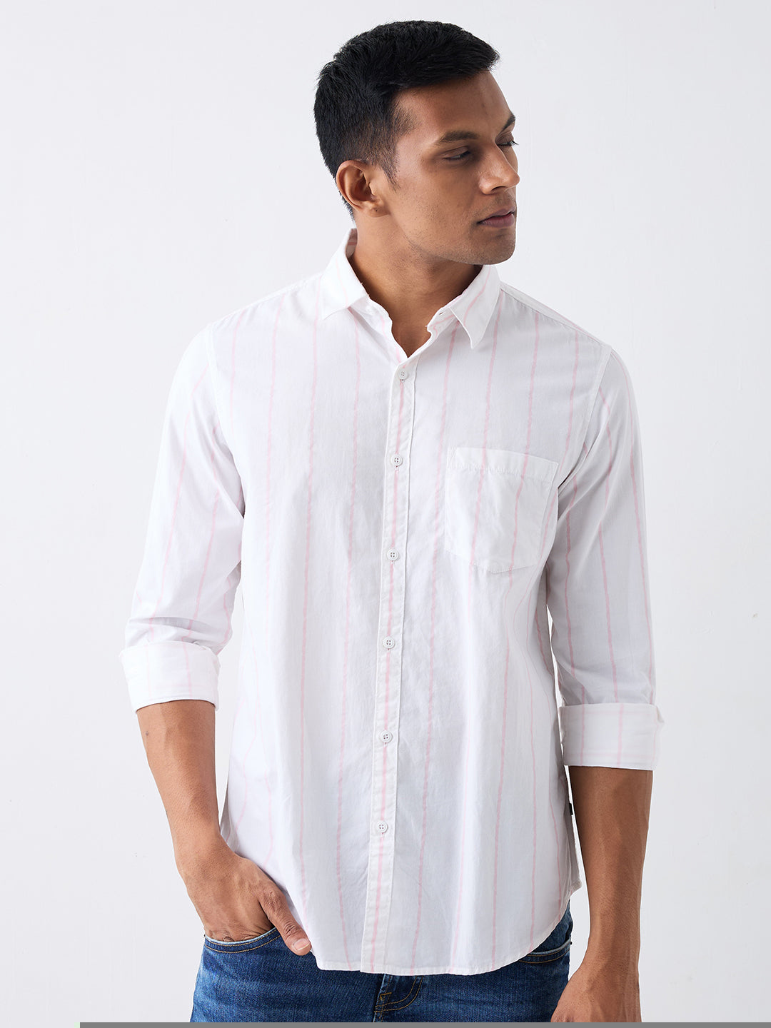 Spykar Pink Slim Fit Casual Shirts For Men