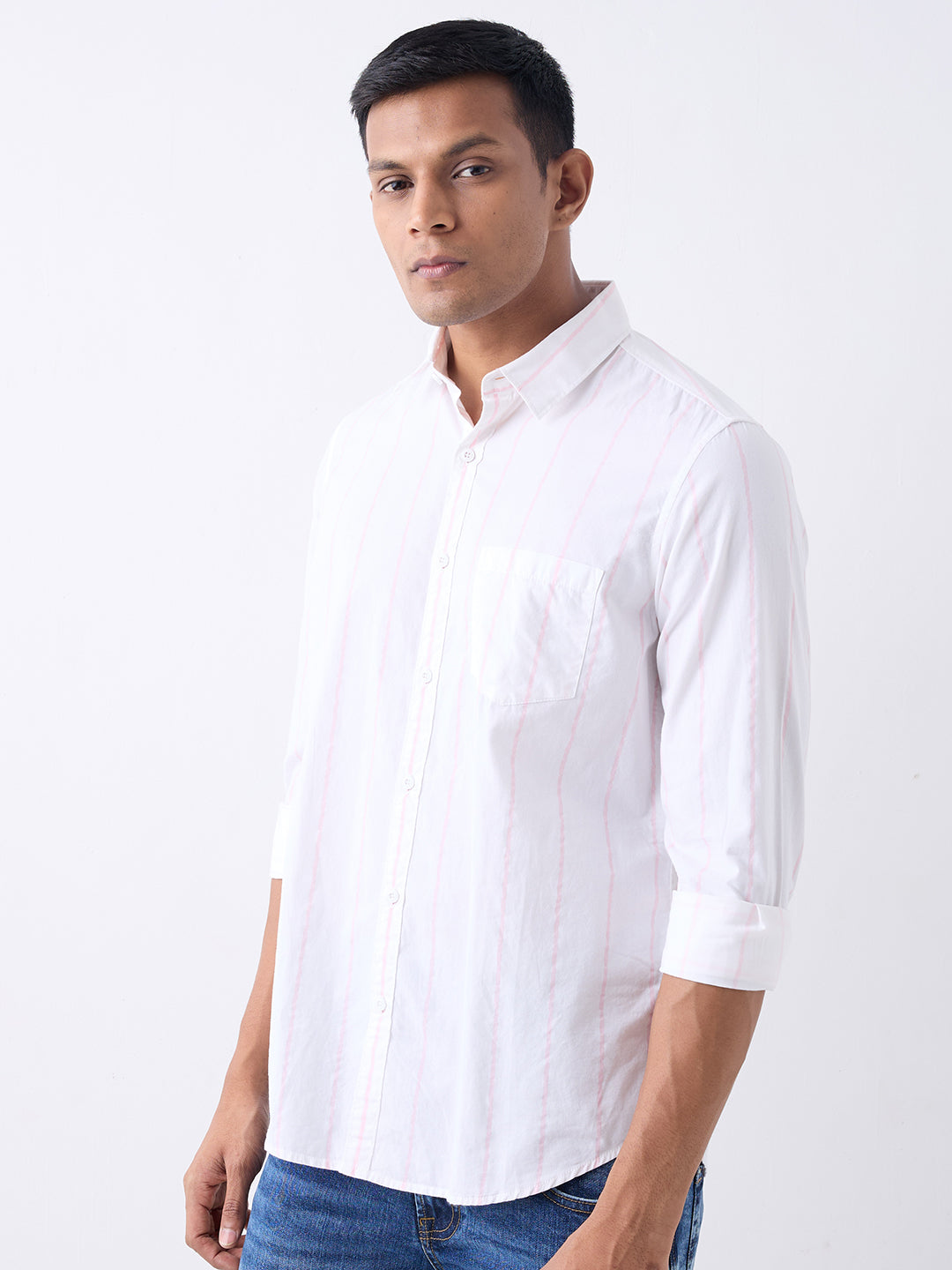 Spykar Pink Slim Fit Casual Shirts For Men