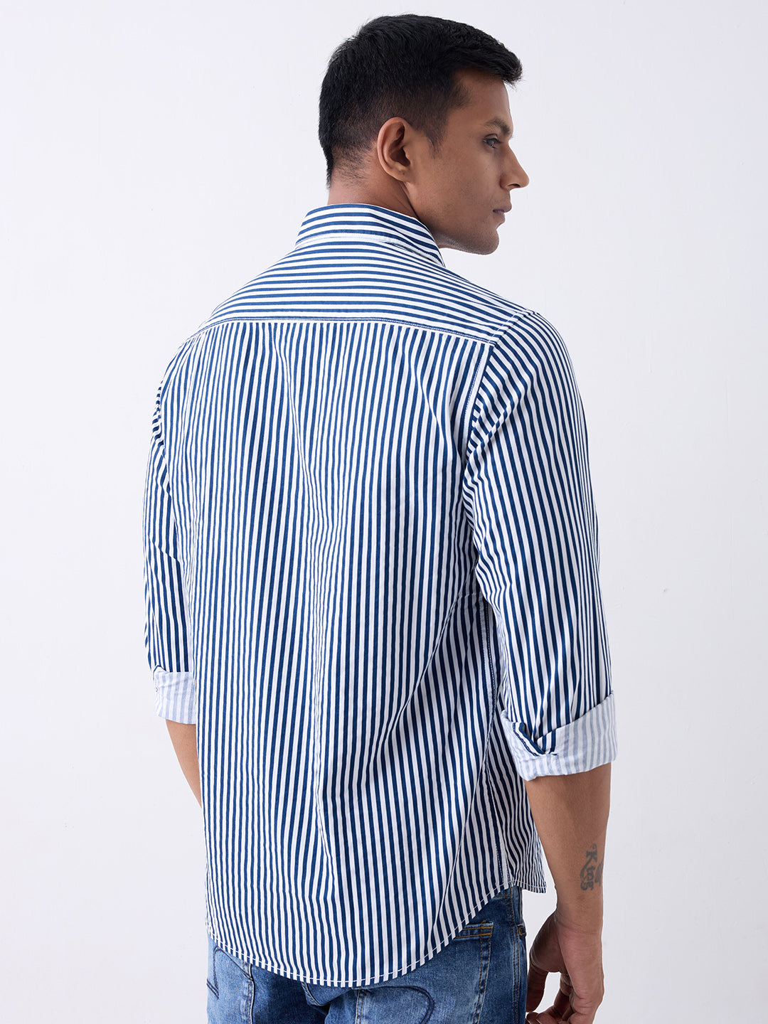 Spykar Blue Slim Fit Casual Shirts For Men