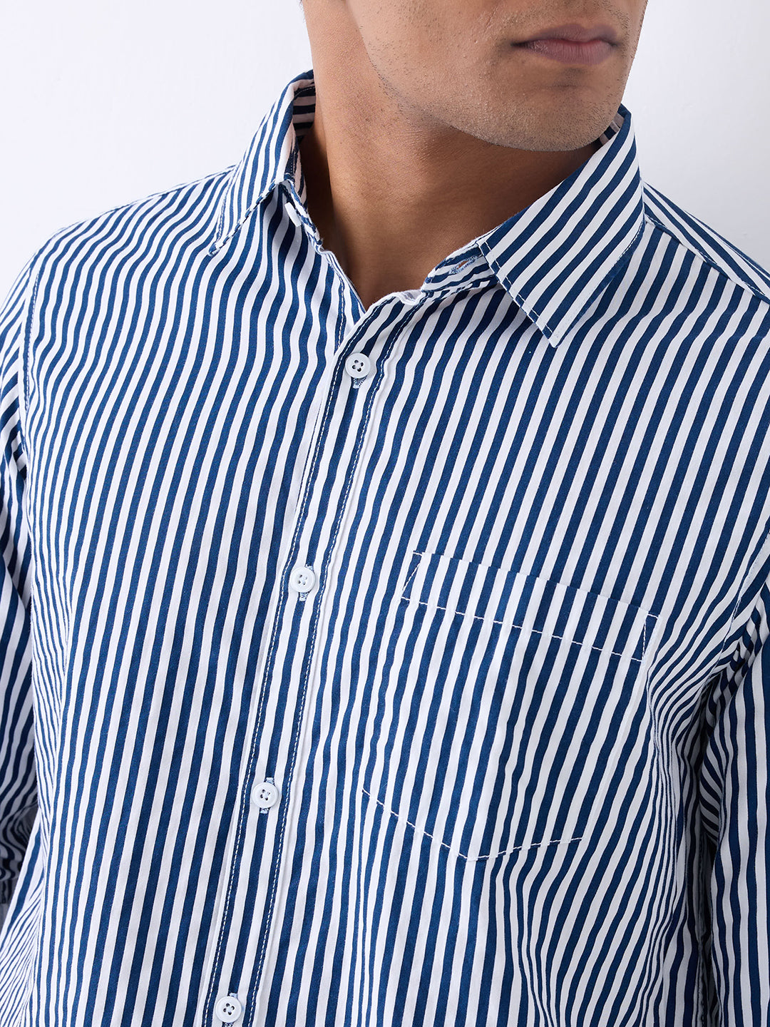 Spykar Blue Slim Fit Casual Shirts For Men