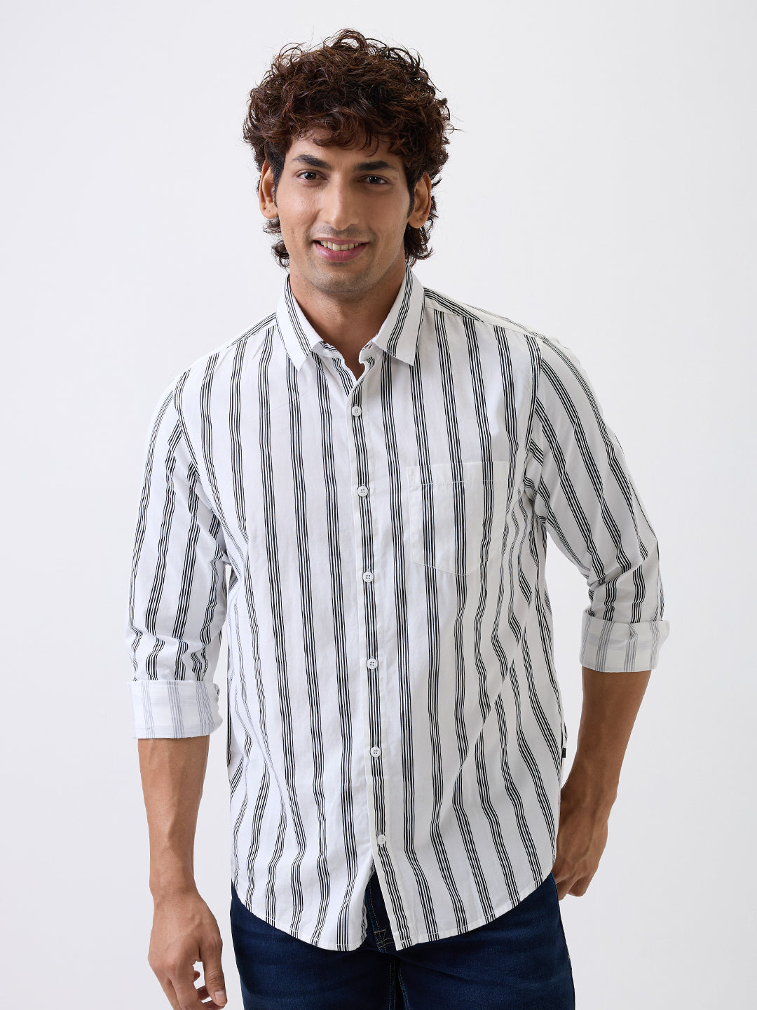 Spykar White Slim Fit Casual Shirts For Men