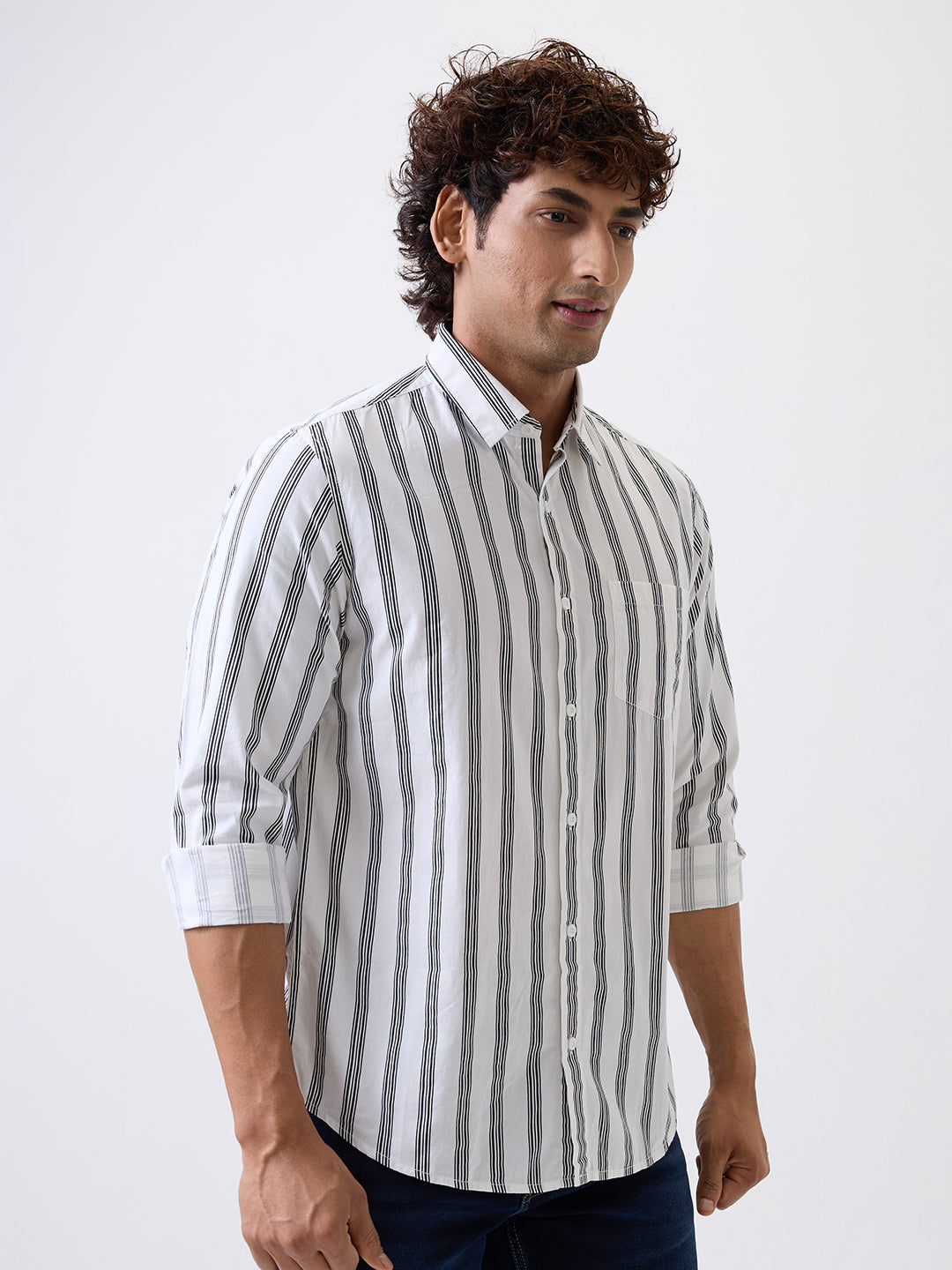 Spykar White Slim Fit Casual Shirts For Men