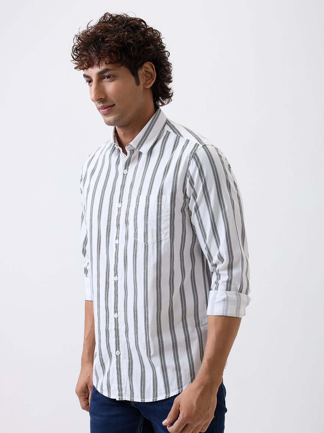 Spykar White Slim Fit Casual Shirts For Men