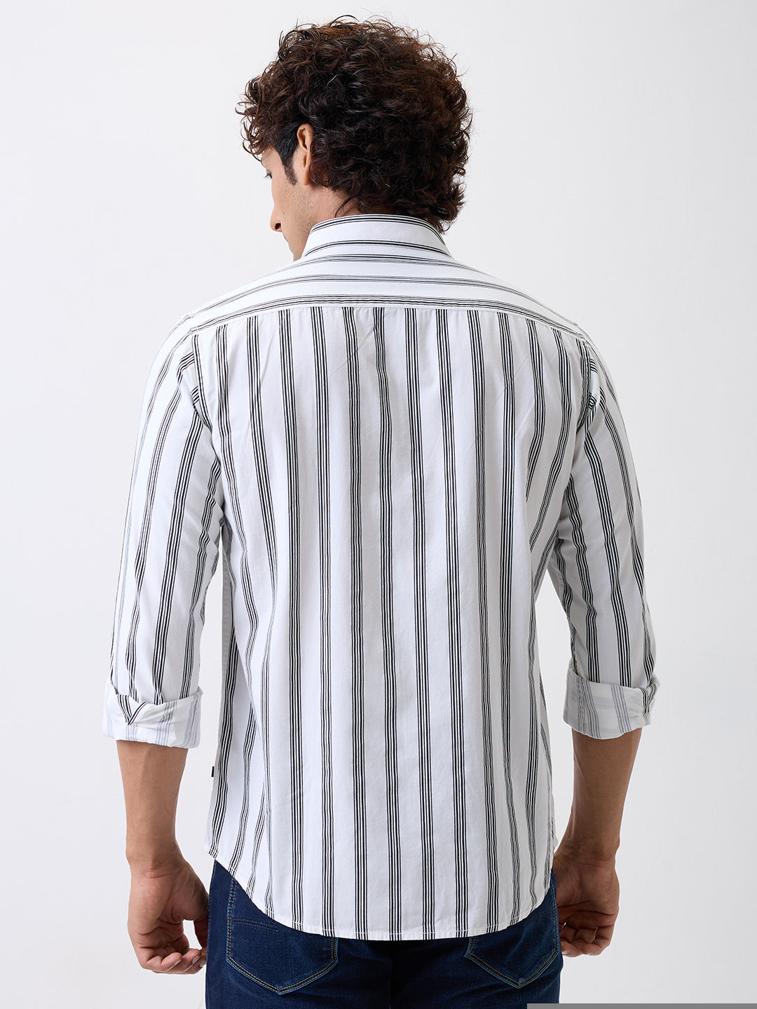 Spykar White Slim Fit Casual Shirts For Men