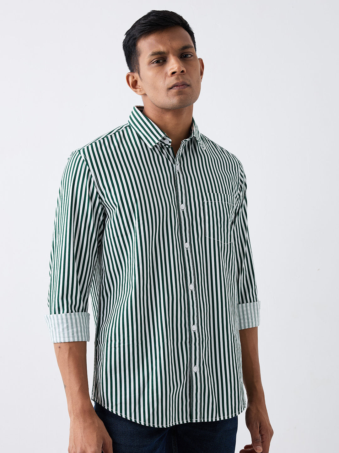 Spykar Botanical Green Slim Fit Casual Shirts For Men