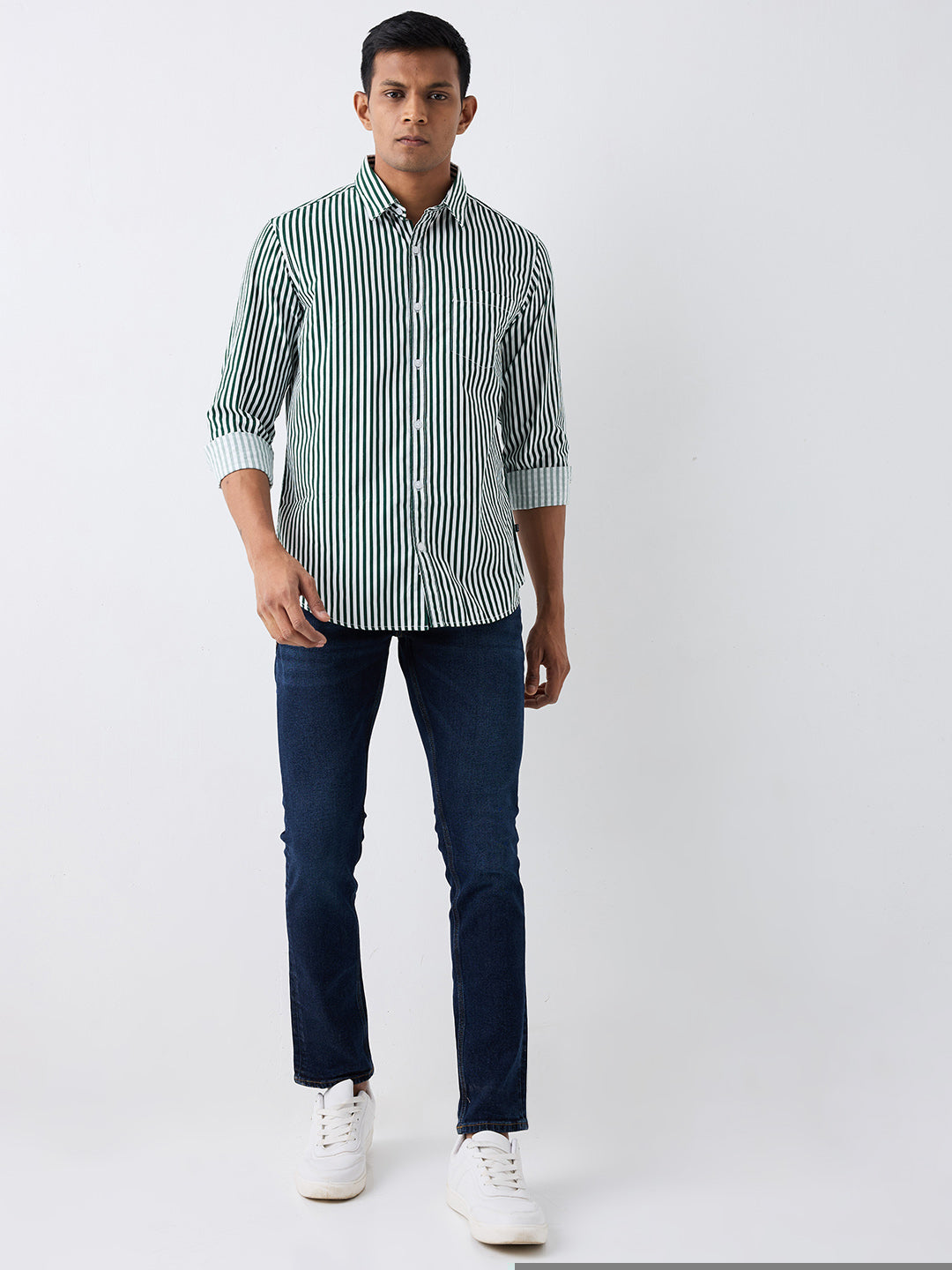 Spykar Botanical Green Slim Fit Casual Shirts For Men