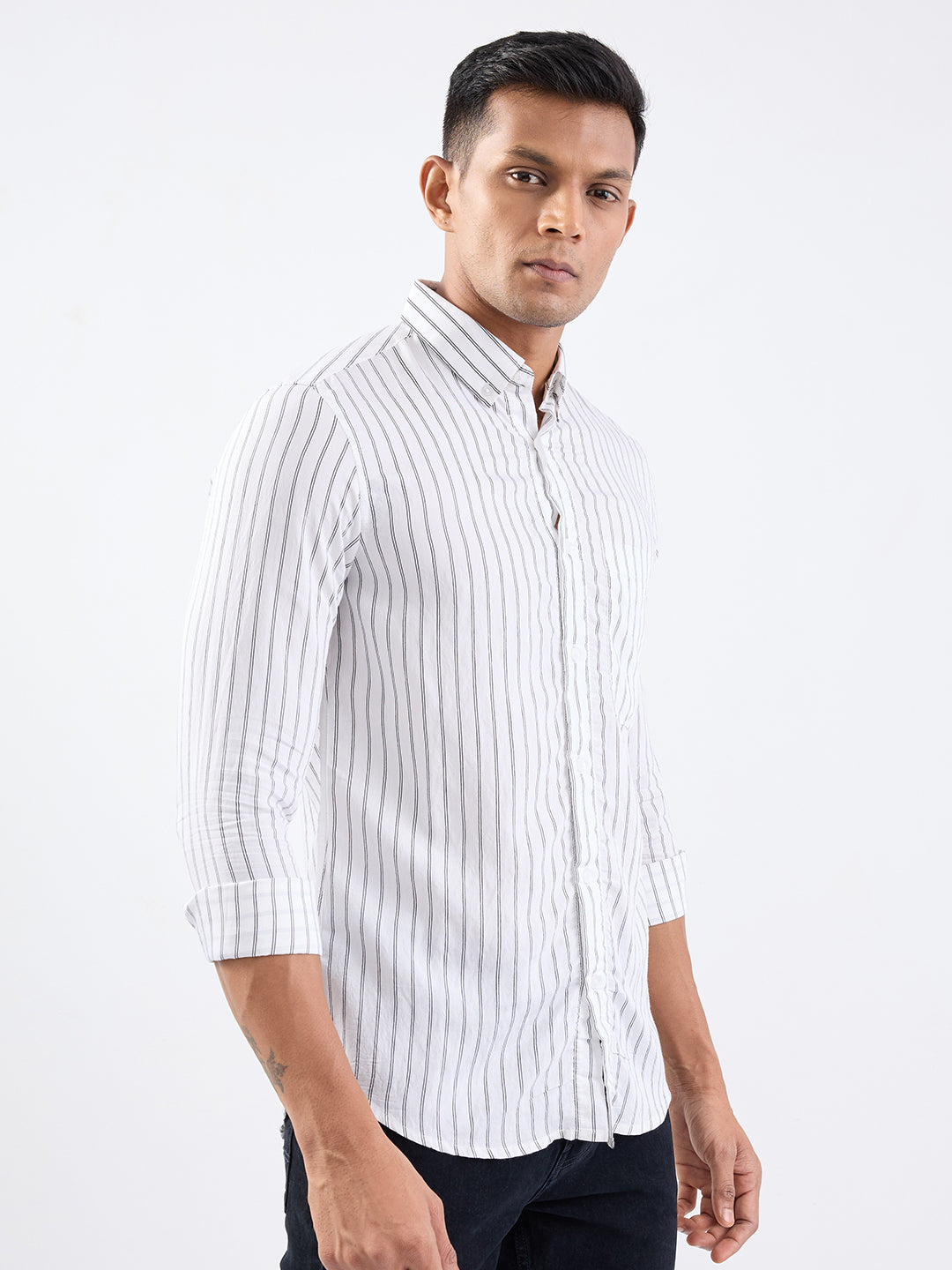 Spykar White Slim Fit Casual Shirts For Men