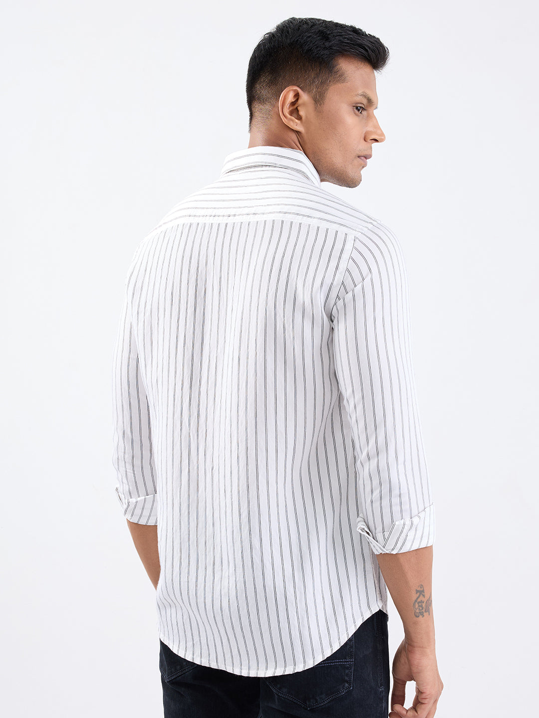 Spykar White Slim Fit Casual Shirts For Men