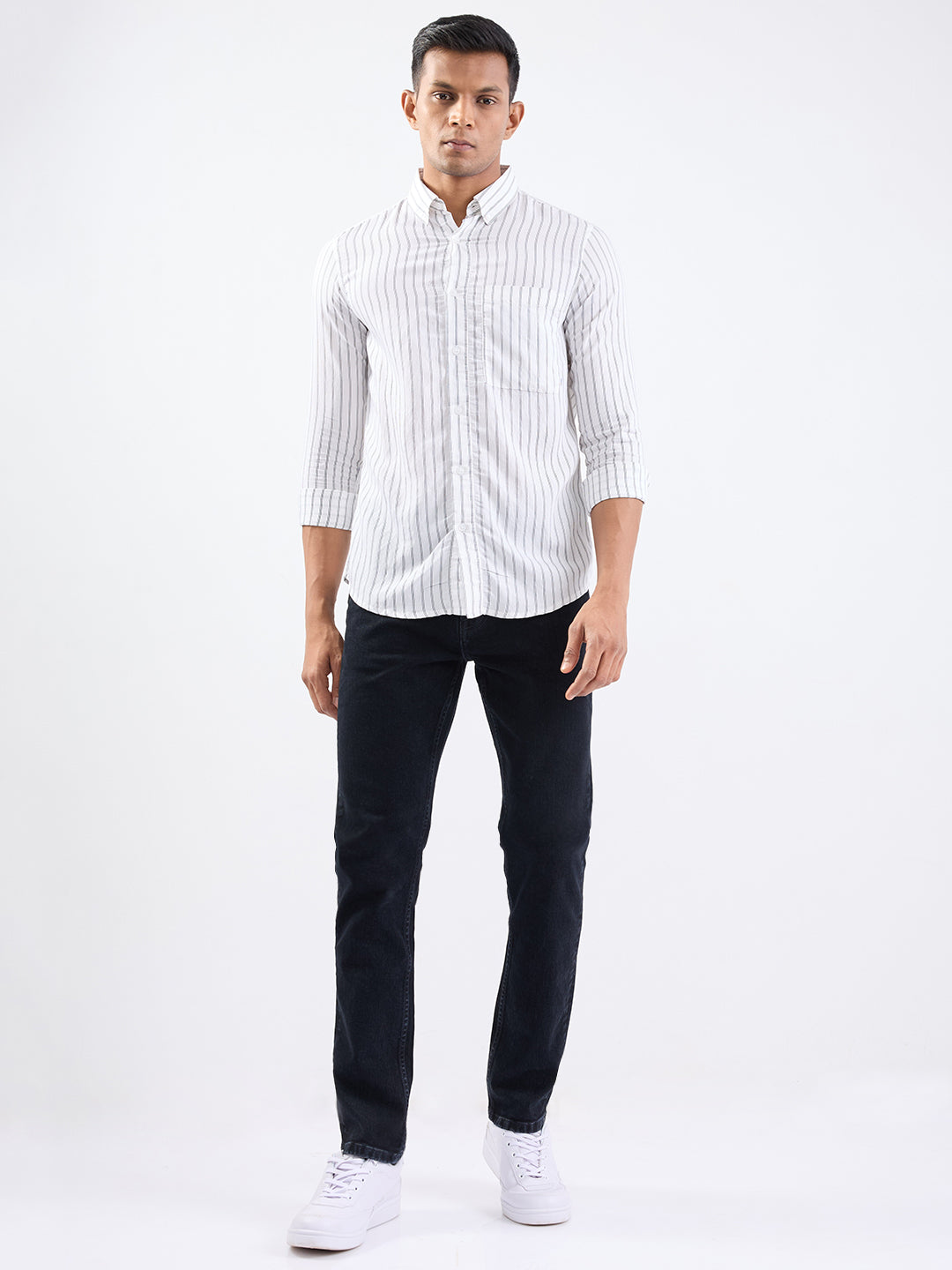 Spykar White Slim Fit Casual Shirts For Men