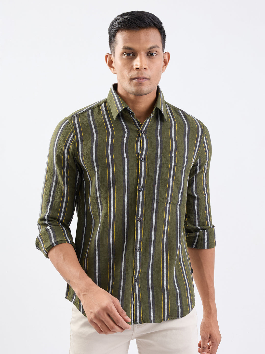 Men Shirt Green Slim Fit