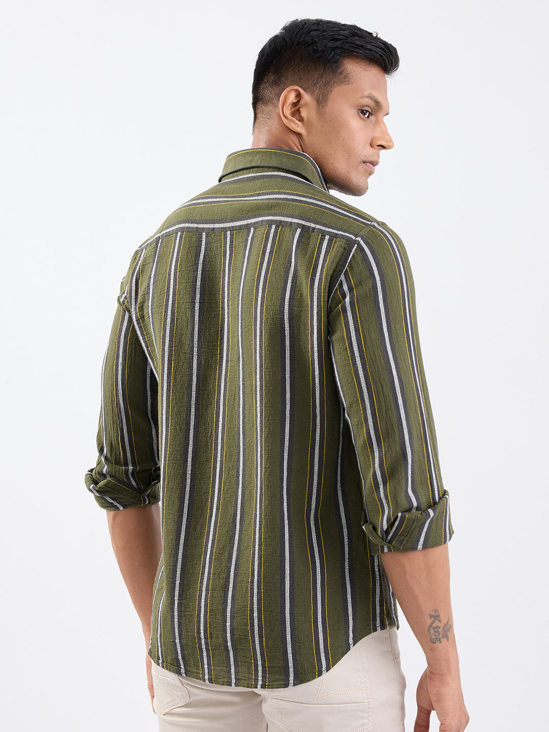 Spykar Avocado Green Slim Fit Casual Shirts For Men