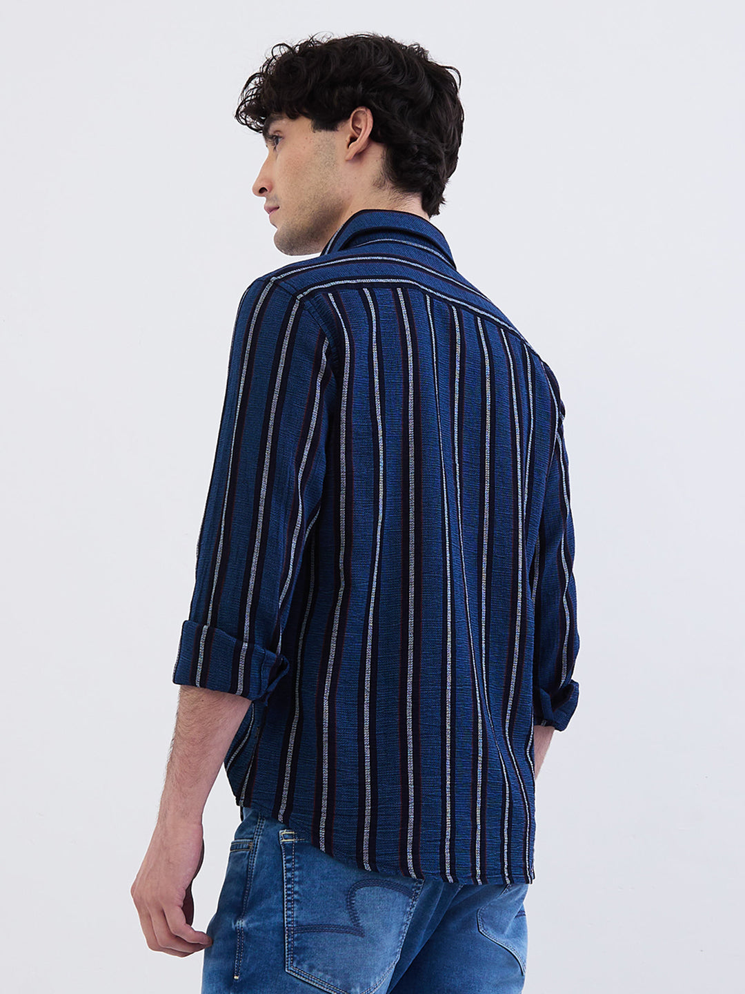 Spykar Indigo Blue Slim Fit Casual Shirts For Men