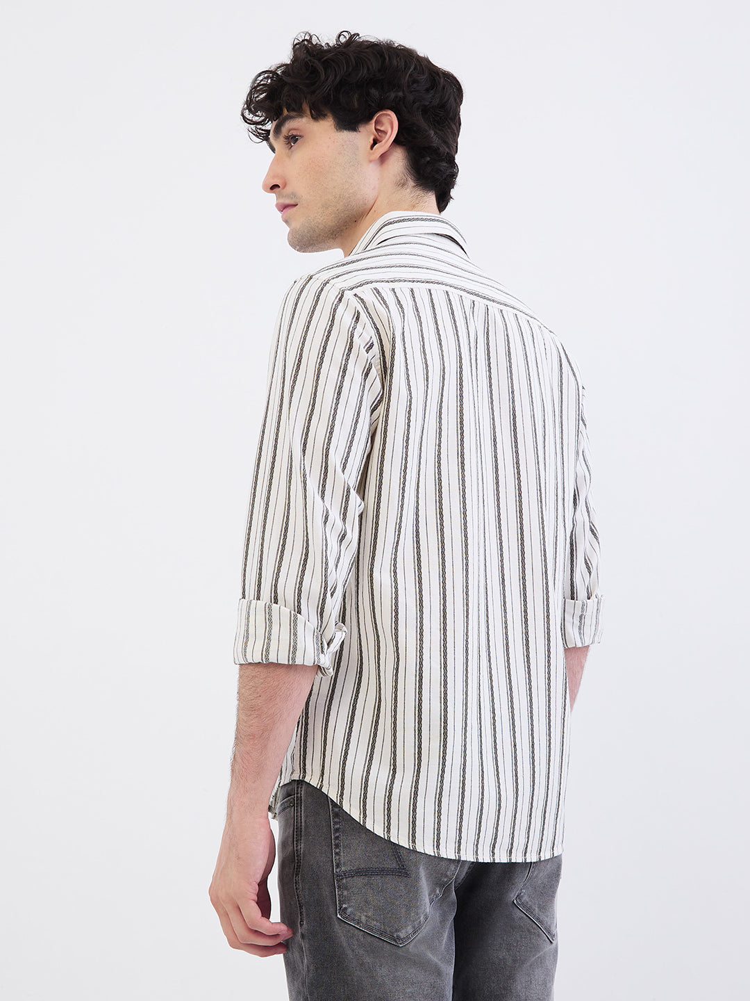Spykar Avocado Green Slim Fit Casual Shirts For Men